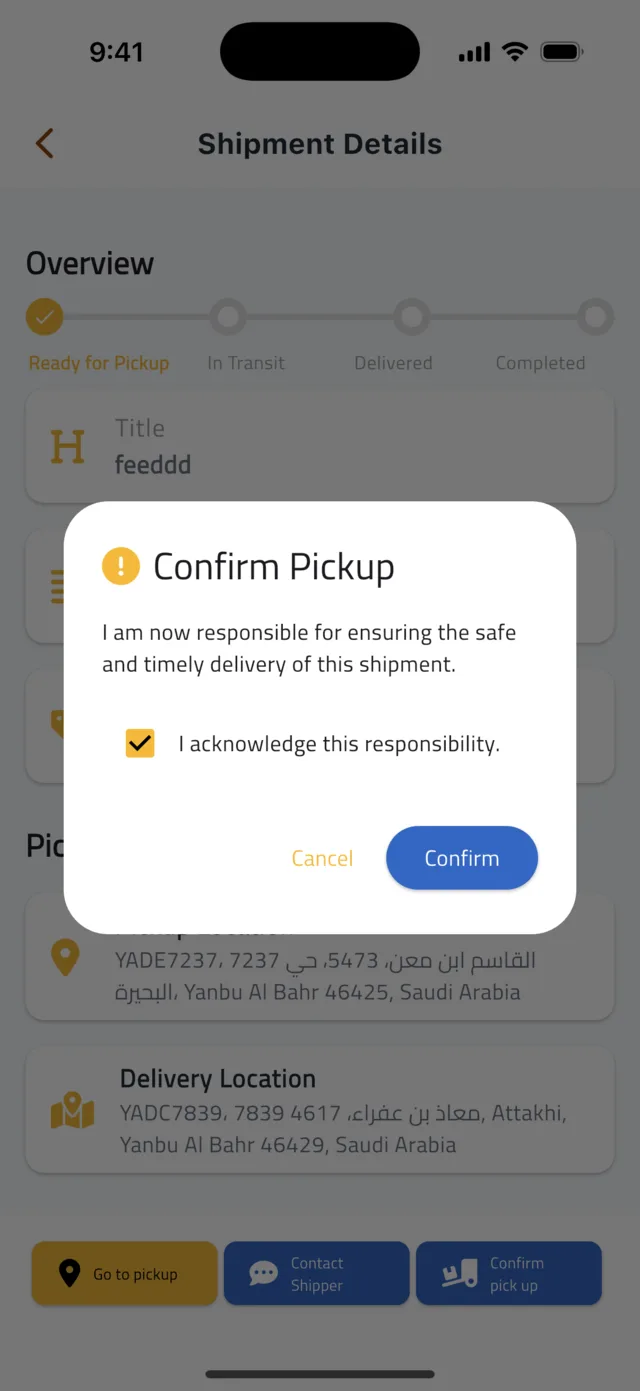 Pick up and deliver a shipment β Confirm the pickup