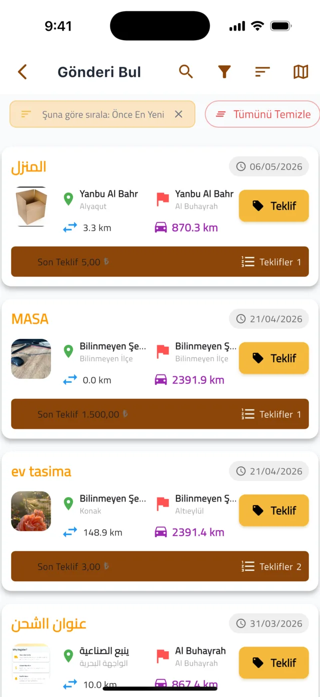 Gönderi bulun ve teklif verin — Tüm açık gönderilere göz atın
