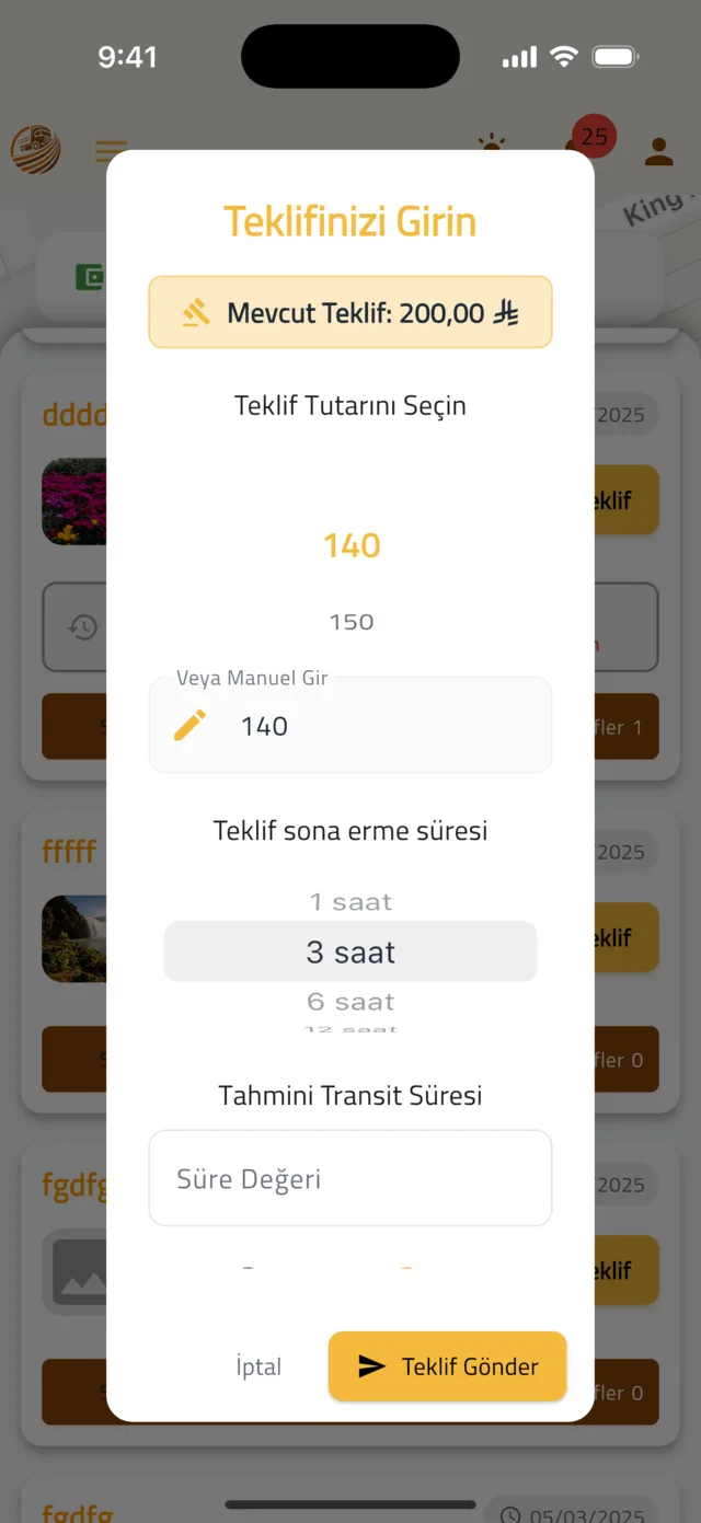 Gönderi bulun ve teklif verin — Teklifinizi verin