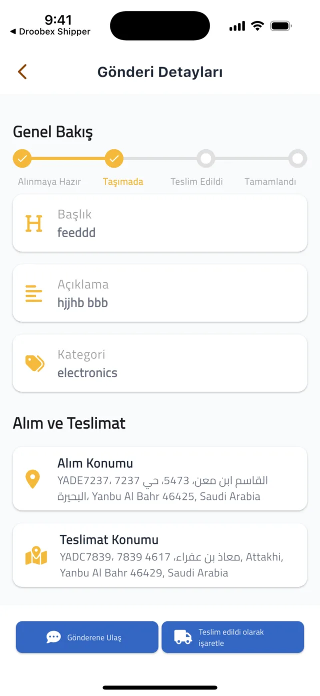 Gönderiyi alın ve teslim edin — Teslimatı onaylayın