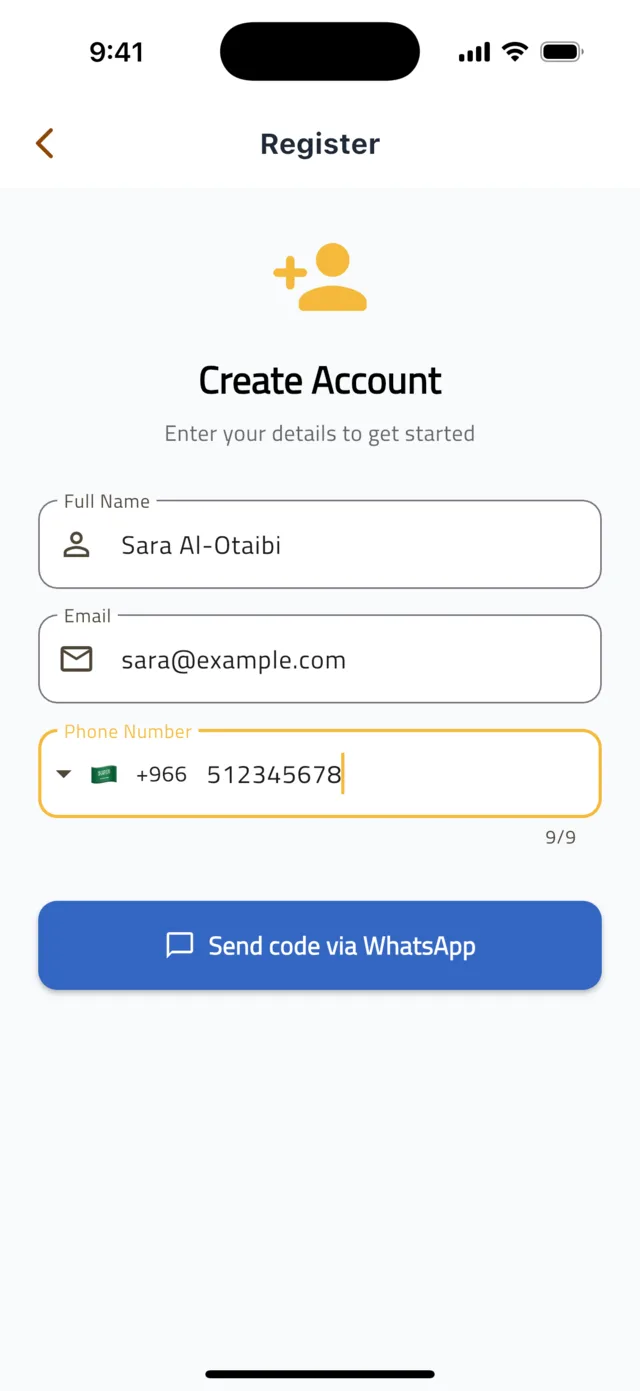 Create your shipper account — Enter your details