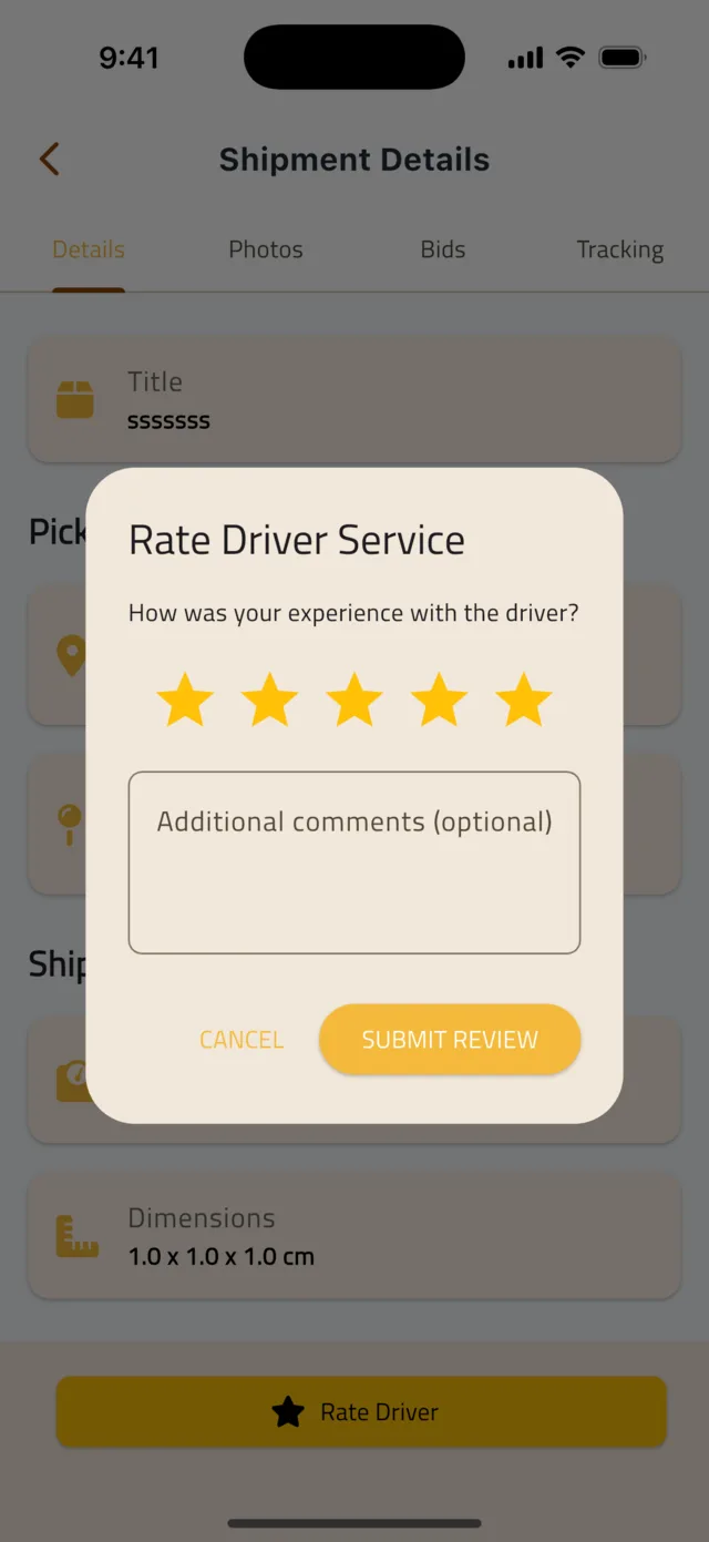 Track your shipment, confirm delivery and rate the driver β Rate the driver