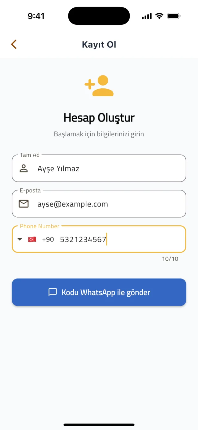 Gönderici hesabınızı oluşturun — Bilgilerinizi girin