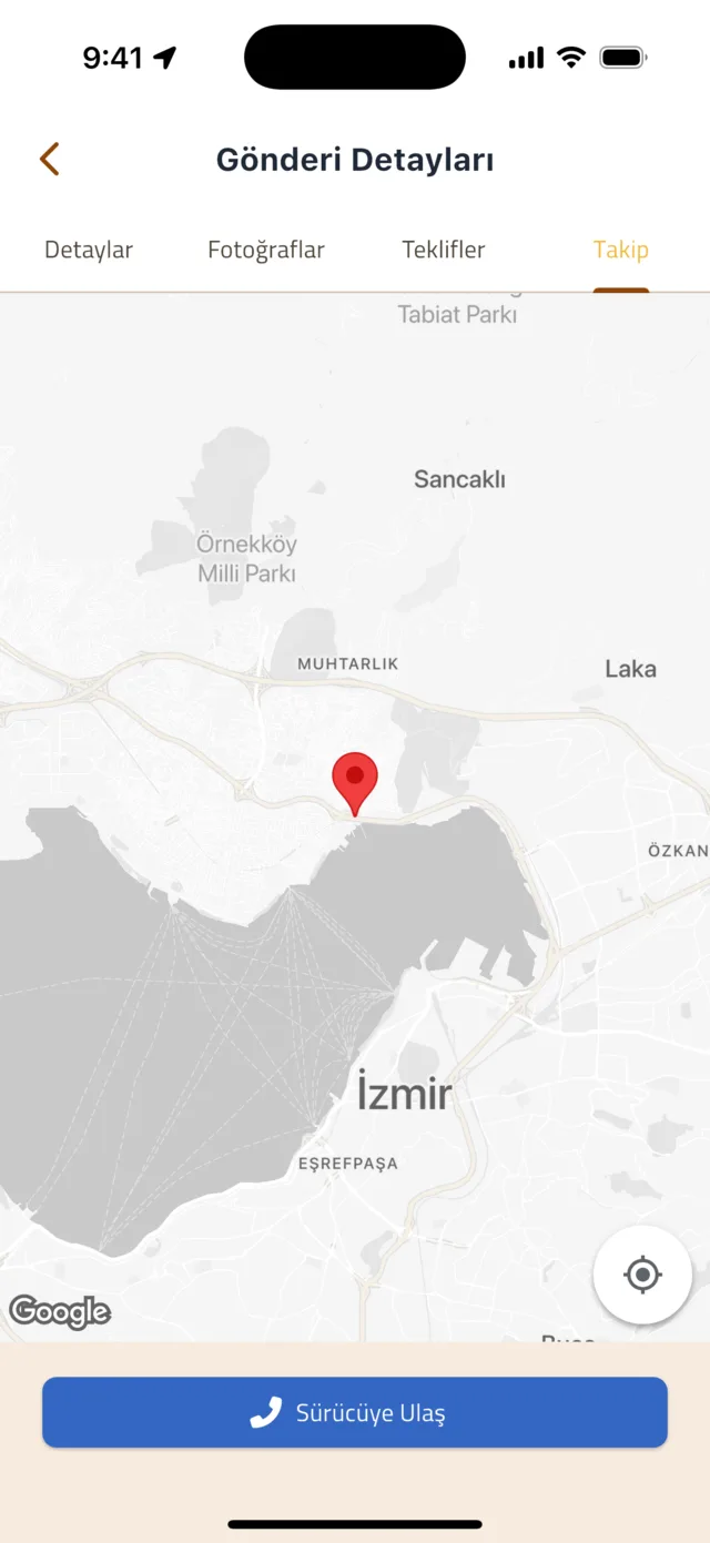 Gönderinizi takip edin, teslimatı onaylayın ve sürücüyü değerlendirin — Sürücüyü haritada izleyin